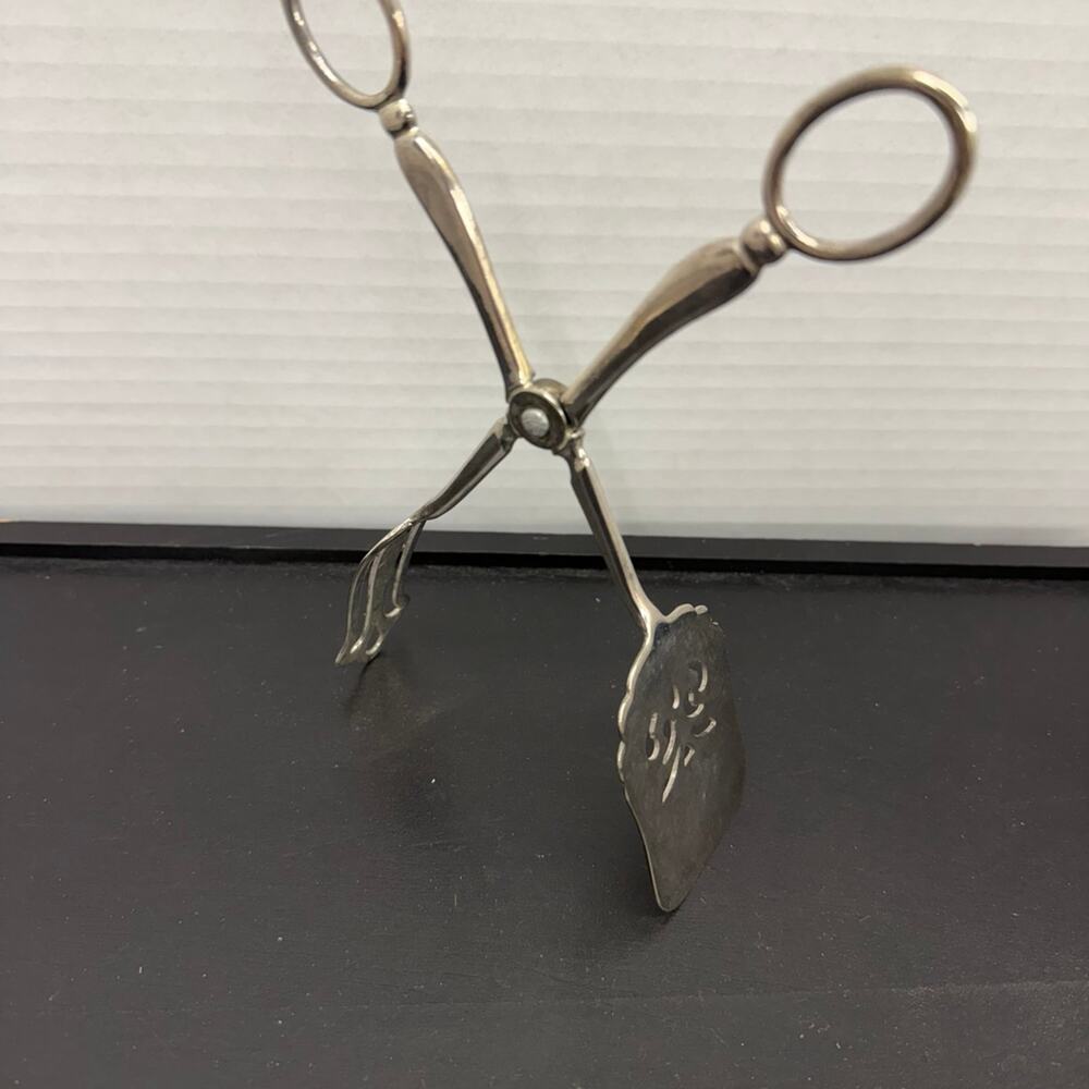 Vintage Silverplate E.P. Zinc Tongs Salad Pastry Sandwich Cake Server Italy